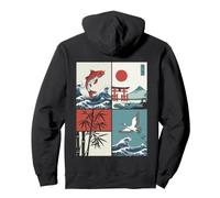 Japanese Koi Fish The Great Wave Off Kanagawa Kanji (Back) Pullover Hoodie