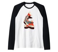 Japanese Koi Fish Ukiyo-e & Irezumi Tattoo Art Zen Style Raglan Baseball Tee