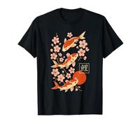 Japanese Koi Fish Under Sakura and Cherry Blossom T-Shirt