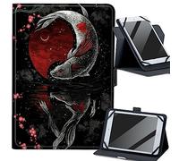 Japanese Koi Fish Universal 7.0-9.0 inch Tablet Case, 360 Degree Rotating Kickstand Multi Angles Viewing Cover PU Leather Tablet Protector Case for 7.0-9.0 inch Touchscreen Tablet