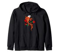 Japanese Koi Fish With Roses - Tattoo Style Design Graphic Zip Hoodie