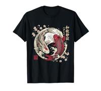 Japanese Koi Fish Yin Yang Zen Sakura Aesthetic Design T-Shirt
