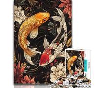 Japanese Koi Jigsaw Puzzles for Teenagers,for Educational Game Challenge Toy for Is Ideal As A Gift for The Whole Family 38x26cm