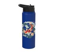 Japanese Koi Lotus Floral Artwork Stainless Steel Insulated Water Bottle