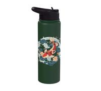 Japanese Koi Lotus Floral Artwork Stainless Steel Insulated Water Bottle