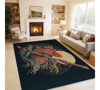 Japanese Koi Rugs Living Room Asian Oriental Fish Area Rugs for Bedroom 140 x 200, Printed Anti Slip Washable Short Pile Carpet for Kitchen Home Decor C-N4