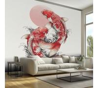 Japanese Koi Wallpaper, Oriental Asian Wallpaper for Living Room, Bedroom, Non-Woven Decor Wall Paper, Photo Mural Dining Room, Hallway, Lounge, 300 x 210 cm KS61