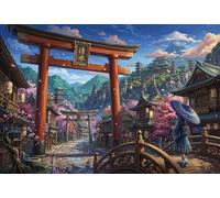 Japanese Kyoto Cherry Blossom 1000 Piece Jigsaw Puzzle,Educational Toy,Stress Relief,Gift Idea Sakura,Impossible Challenge,Premium Cardboard,Adults & Kids 14+,Home Wall Decor 52x38cm