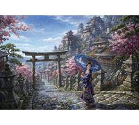 Japanese Kyoto Cherry Blossom 1000 Piece Jigsaw Puzzle,Gift Idea,Home Wall Decor,Premium Cardboard Sakura,Whimsical Challenge,Educational Toy,Adults & Kids 14+,Stress Relief 38x26cm