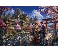 Japanese Kyoto Cherry Blossom 1000 Piece Jigsaw Puzzle,Stress Relief,Impossible Challenge,Adults & Kids 14+ Sakura,Home Wall Decor,Gift Idea,Premium Cardboard,Educational Toy 38x26cm