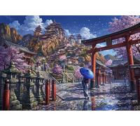Japanese Kyoto Cherry Blossom 1000 Piece Jigsaw Puzzle,Stress Relief,Premium Cardboard,Whimsical Challenge Sakura,Educational Toy,Home Wall Decor,Gift Idea,Adults & Kids 14+ 70x50cm