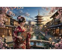 Japanese Kyoto Kimono Girl 1000 Piece Jigsaw Puzzle,Premium Cardboard,Impossible Challenge,Educational Toy,Gift Idea,Stress Relief,Home Wall Decor,Adults & Kids 14+ 38x26cm