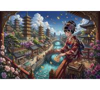 Japanese Kyoto Kimono Girl 1000 Piece Jigsaw Puzzle,Whimsical Challenge,Gift Idea,Educational Toy,Premium Cardboard,Home Wall Decor,Adults & Kids 14+,Stress Relief 38x26cm