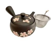 Japanese Kyusu Tokoname Ware Hand-made Clay Teapot 9.1 Fl. Oz., Tomisen Made in Japan (fusen sakuraY825)