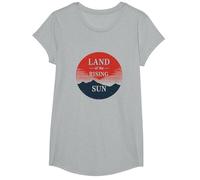 Japanese Land of Rising Sun for Men Vintage Style Gift T-Shirt, Girls, Heather Grey, Medium