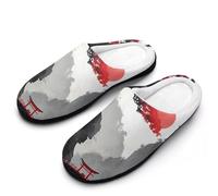 Japanese Landscape Architecture Men's Warm Slippers Non-Slip Sole Winter Rubber Cotton Shoes for Bedroom