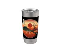 Japanese Landscape Art Mountain Sunset Design Stainless Steel Insulated Tumbler