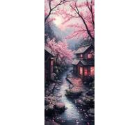 Japanese Landscape Diamond Art Kits Adults Large 5D River Diamond Painting Kits, DIY Full Drill Crystal Art Rhinestone Embroidery Cross Stitch Arts and Crafts for Adults 27.6x55 Inch/70x140 cm -LR980
