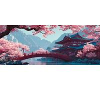 Japanese Landscape Diamond Art Kits Adults Large 5D Tower Bridge Diamond Painting Kits, DIY Full Drill Crystal Art Craft Rhinestone Embroidery Cross Stitch for Adults 78.7x39.4 Inch/200x100 cm -LR274