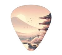 Japanese-Landscape-Fuji-Sakura 12 Pack Guitar Picks With 3 Thicknesses And Storage Box, Abs Plectrums For Electric Bass Guitar Players