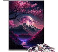 Japanese Landscape Neon Puzzles for Adults Teens 1000pc Puzzle, Learning Educational Toys Family Games with Matching Poster And Trivia Sheet (50x75cm)