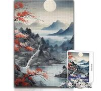 Japanese Landscape Paintin 1000 Pieces Puzzles for Adults Playful Learning Cognitive Activity for Joyful Surprises Size 38x52cm