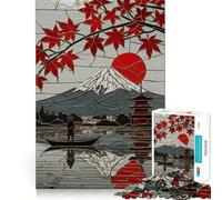 Japanese Landscape Stained Glass Art 1000 Piece Puzzle For Teenagers Logic Exercise Precise Joint Family Fun Xmas Gift (38x26cm)