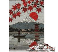 Japanese Landscape Stained Glass Art Jigsaw Puzzle 1000 Pieces Adult Puzzle Creative Paper Jigsaw Games Educational Toys Home Decoration 38x26cm/1000pcs