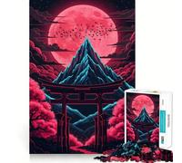 Japanese Landscape with Dark Neon Torii Gate Jigsaw Puzzle1000 Pieces Stress Relief Play Good Thick Family Enjoyable Unique Gift (38x52cm)