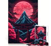 Japanese Landscape with Dark Neon Torii Gate Jigsaw Puzzle1000 Pieces Stress Relief Play Good Thick Family Enjoyable Unique Gift (38x52cm)