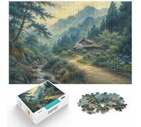 Japanese Landscape with House and Mountains Jigsaw Puzzle, 1000 Piece