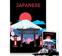 Japanese Landscape with Mount Fuji And Torii Puzzles for Adults 1000 Puzzles Brain Power Nice Thick Fun Challenge Premium Gift (38x52cm)