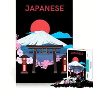Japanese Landscape with Mount Fuji And Torii Puzzles for Adults 1000 Puzzles Brain Power Nice Thick Fun Challenge Premium Gift (38x52cm)