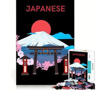 Japanese Landscape with Mount Fuji And Torii Puzzles for Adults 1000 Puzzles Brain Power Nice Thick Fun Challenge Premium Gift (50x75cm)