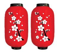 Japanese Lantern, 2pcs 45x35cm Waterproof Silk Cloth Plum Blossom Lanterns, Traditional Chinese Lantern for Home Yard Garden Festival Decorations(Red)