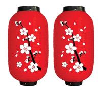 Japanese Lantern, 2Pcs Cherry Blossom Lantern, Waterproof Japanese, 9.8x17.7 Inch Cherry Blossom Lamp for Party Decorations, Red