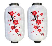 Japanese Lantern, 2Pcs Cherry Blossom Lantern, Waterproof Japanese, 9.8x17.7 Inch Cherry Blossom Lamp for Party Decorations, White