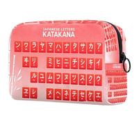Japanese Letters Hiragana Alphabet Cosmetic Bag for Women, Travel Toiletries Bags Large Makeup Handy Pouch Organiser Bag with Zipper