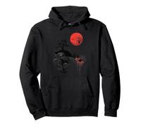 Japanese Logo Sunset Mount Fuji Pagoda Temple Japanese Art Pullover Hoodie, Adult Unisex, Black, Medium
