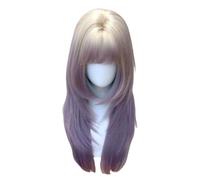 Japanese Lolita Wig Long Straight Wig with Bangs Layered Synthetic Fiber Wigs for Women Daily Party Wigs (Gradient Purple)