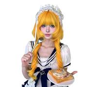 Japanese Lolita Wigs Long Curly Wig with Bangs Jellyfish Head Wig Synthetic Fiber Wigs for Daily Party 27in (Lemon Yellow)