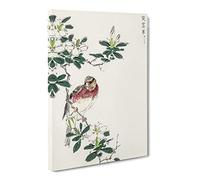 Japanese Long Tailed Rosefinch By Numata Kashu Canvas Print | Gallery Wrapped 30mm Frame Wall Art | 20x14 inches | Ready to Hang | Asian Picture | Living Room Bedroom Lounge Office