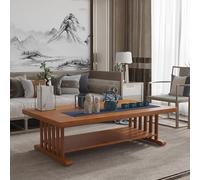 Japanese Low Floor Coffee Table Solid Wood Teak Table for Sitting SpaceSaving Design with Stylish Veal Striped Legs 120x60x45cm (47.2x23.6x17.7in)