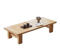 Japanese Low Floor Table, Solid Wood Coffee Table & Dining Table for Sitting, Rustic Table, 55.1" W x 23.6" D x 15" H, Natural Finish, Ideal for Living Room & Dining Room.