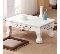 Japanese Low Floorwith 2 Cushions & Runner Elegant Coffee Table for Living Room White 70x45x30 cm Modern Design Cozy Home Décor