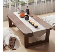 Japanese Low Folding Coffee Table for Living Room & Bedroom Solid Walnut No Assembly Required 60x40x33cm Perfect for Dining & Sitting on the Floor