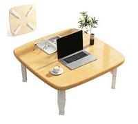Japanese Low Folding Coffee Table Square 31in MDF with PP Plastic Legs Floor Table for SittingDesign Modern Yellow Accent for Home Décor