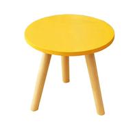 Japanese Low Round Floor Table Scratch & Water Resistant Coffee Table for Living Room & Bedroom Perfect for Snacks & Drinks (Yellow 50x40cm/20x16in)