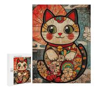 Japanese Lucky Cat Art Print Puzzle 1000 Teile Schwer Puzzle Spielzeug Lernspiel Impossible Herausforderungsspielzeug Für Erwachsene Kinder 500 PCS