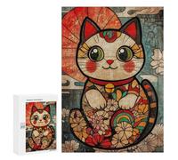 Japanese Lucky Cat Art Print Puzzle 1000 Teile Schwer Puzzle Spielzeug Lernspiel Impossible Herausforderungsspielzeug Für Erwachsene Kinder 300 PCS